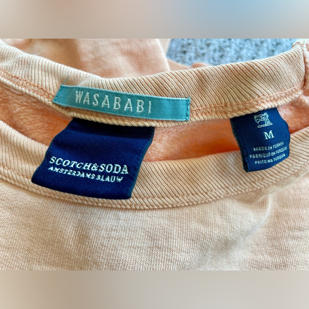 Scotch & Soda Far East Amsterdams Blauw Crewneck Sweatshirt, Apricot, M, EUC - Picture 6 of 9